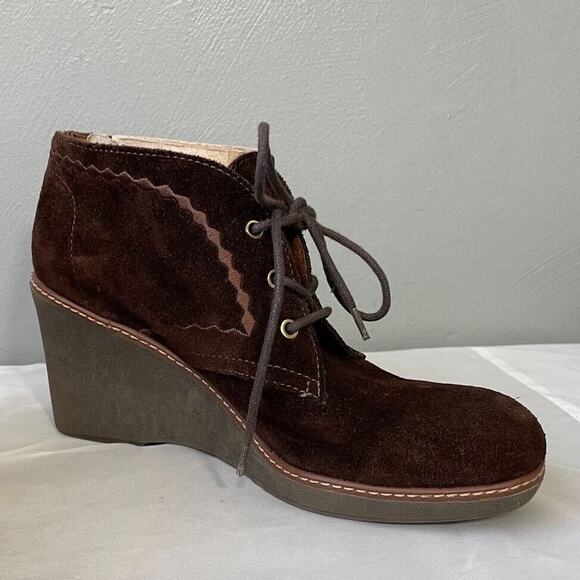 Naturalizer Boots Size 9.5 Brown Suede Wedge Heel Kaitlyn Ankle Bootie Boho - Picture 4 of 11